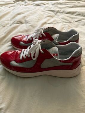 Prada Americas Cup Red and Gray Men’s Sneakers